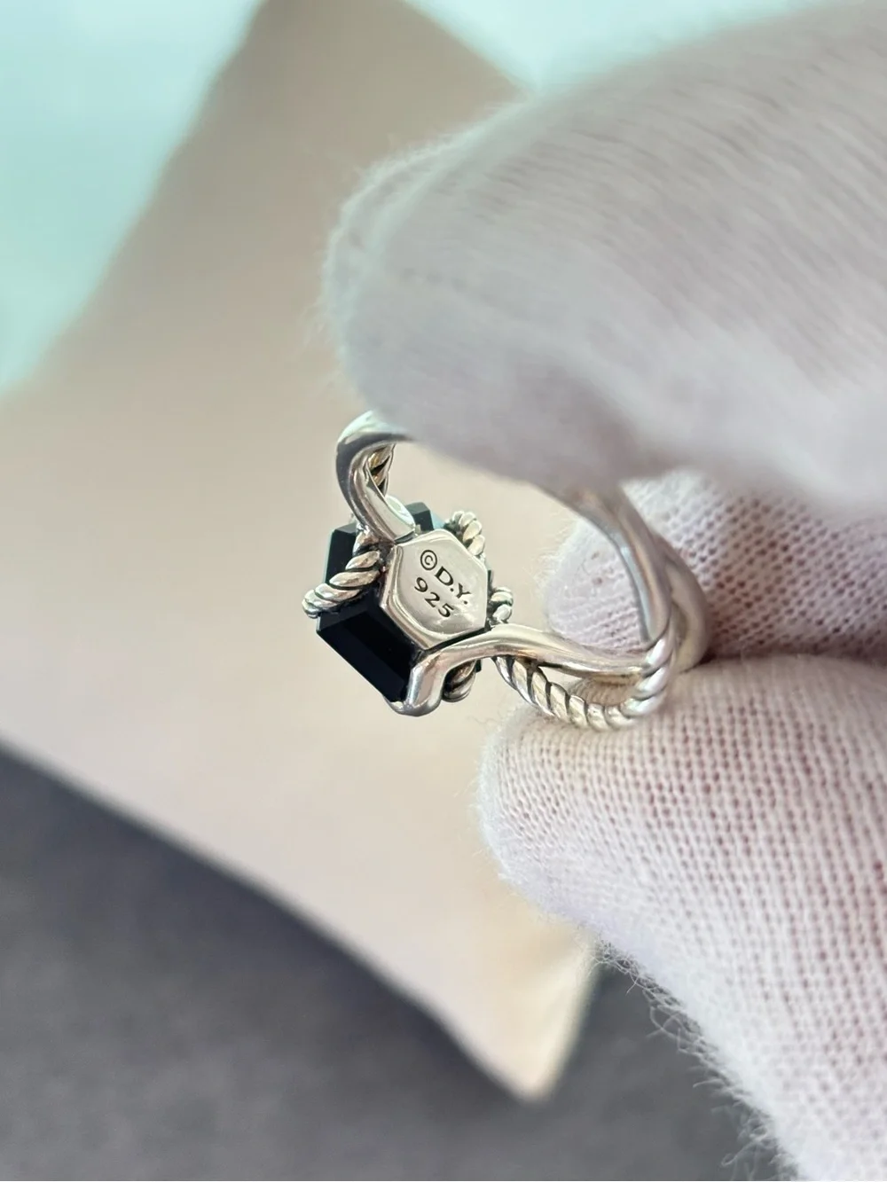 David Yurman Cable Wrap Ring with Black Onyx & Diamonds 7